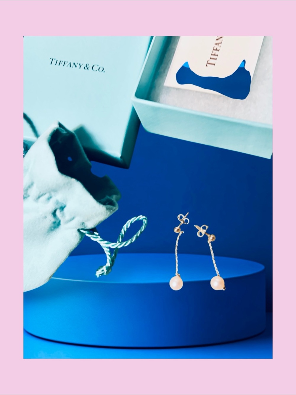 Tiffany & Co.  Sterling silver Chain Pearl Drop Earrings — Cream Pearls